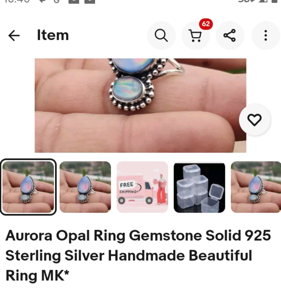 SALE!Aurora Opal Solid 925 Sterling Silver Sz.6 - Picture 4 of 4